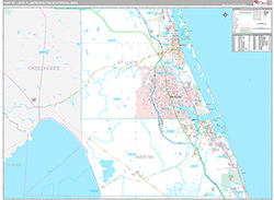 Port St. Lucie Metro Area Wall Map Premium Style 2026